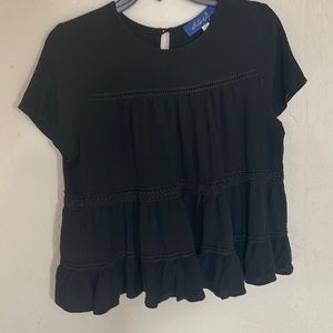 black ruffle top
